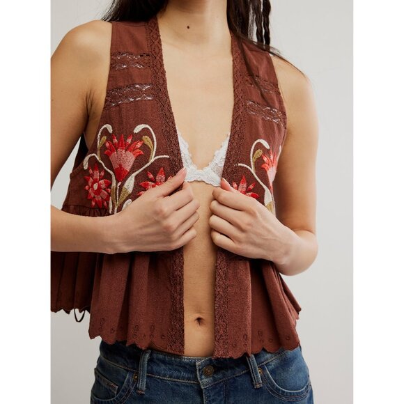 FREE PEOPLE Bali Vine Whispers Top / Umber Earth Combo - Picture 4 of 6